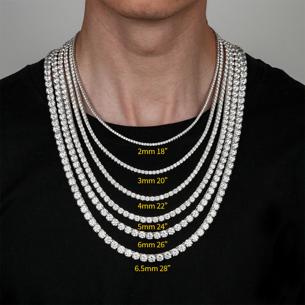 In-Stock S925 Silver Moissanite Single-Row Tennis Chain Bracelet and Necklace for Men and Women, 520 Gift for Girlfriend - Image 4