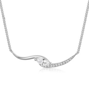 S925 Silver Moissanite Marquise Clavicle Chain Accessible Luxury Elegant Necklace Amazon Hot Sale