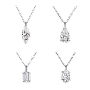 European and American Best-Selling Sterling Silver Pendant Water Drop Heart-Shaped Pigeon Egg Moissanite Necklace 0.05kg Carat Women's Setting Wholesale