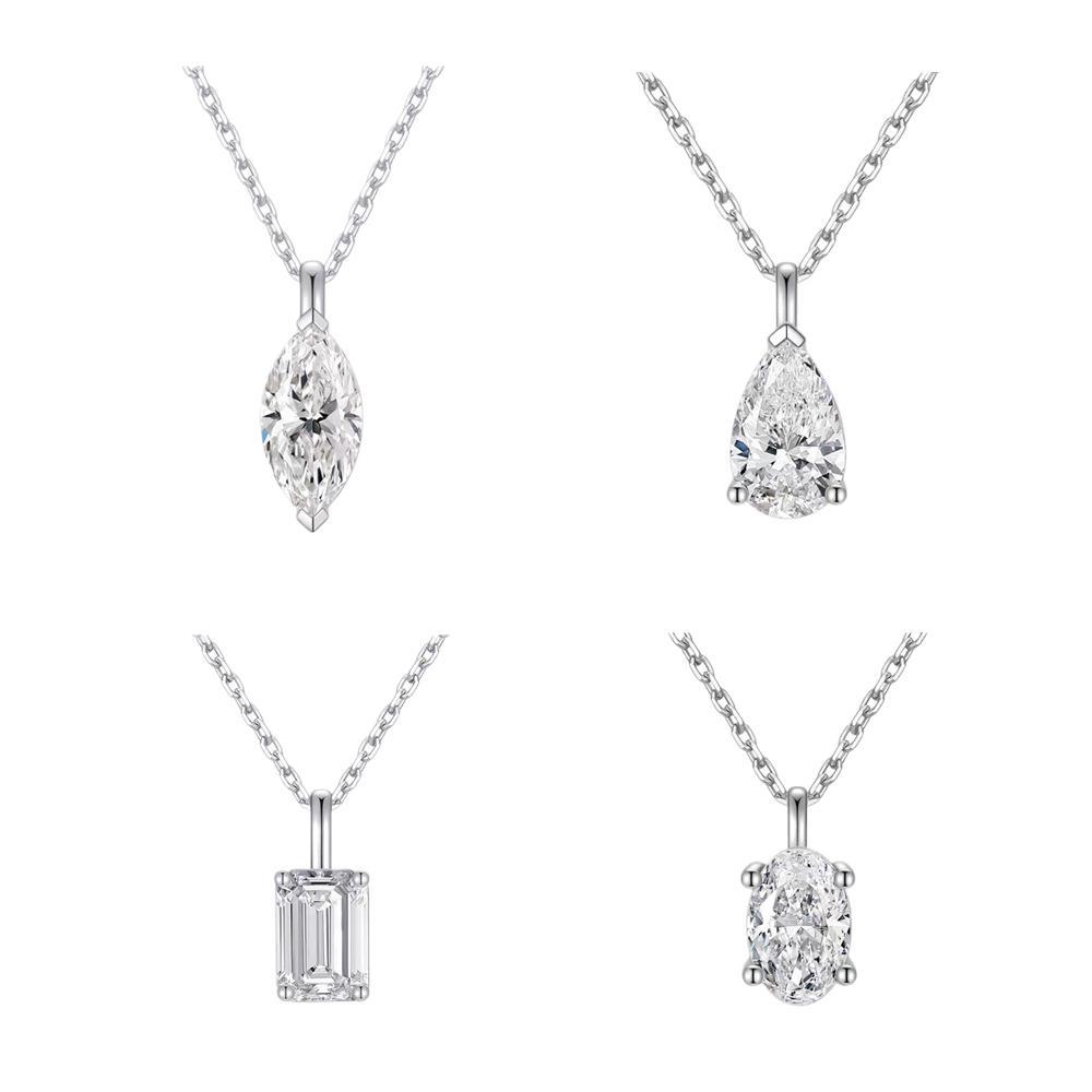 European and American Best-Selling Sterling Silver Pendant Water Drop Heart-Shaped Pigeon Egg Moissanite Necklace 0.05kg Carat Women's Setting Wholesale