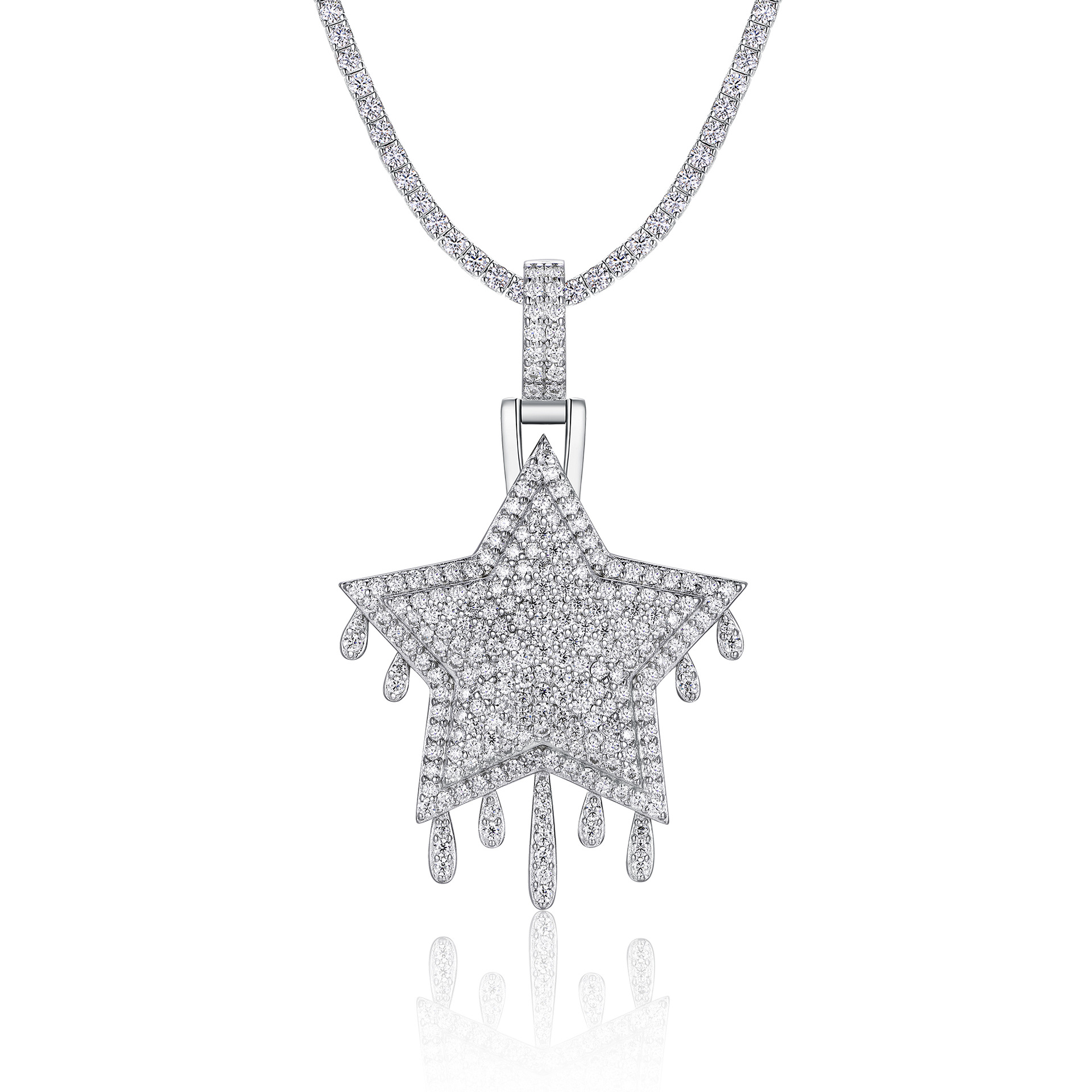Cross-Border S925 Silver Inlaid Moissanite Pendant, Large and Bold, Can Be Worn with a Tennis Chain, Moissanite Tennis Necklace - Image 14
