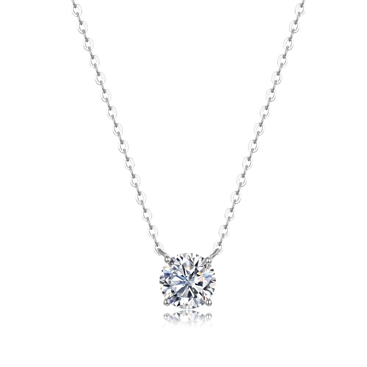 S925 Silver Moissanite Four-Prong Necklace, Factory Direct Supply, Light Luxury and Elegant Everyday Jewelry