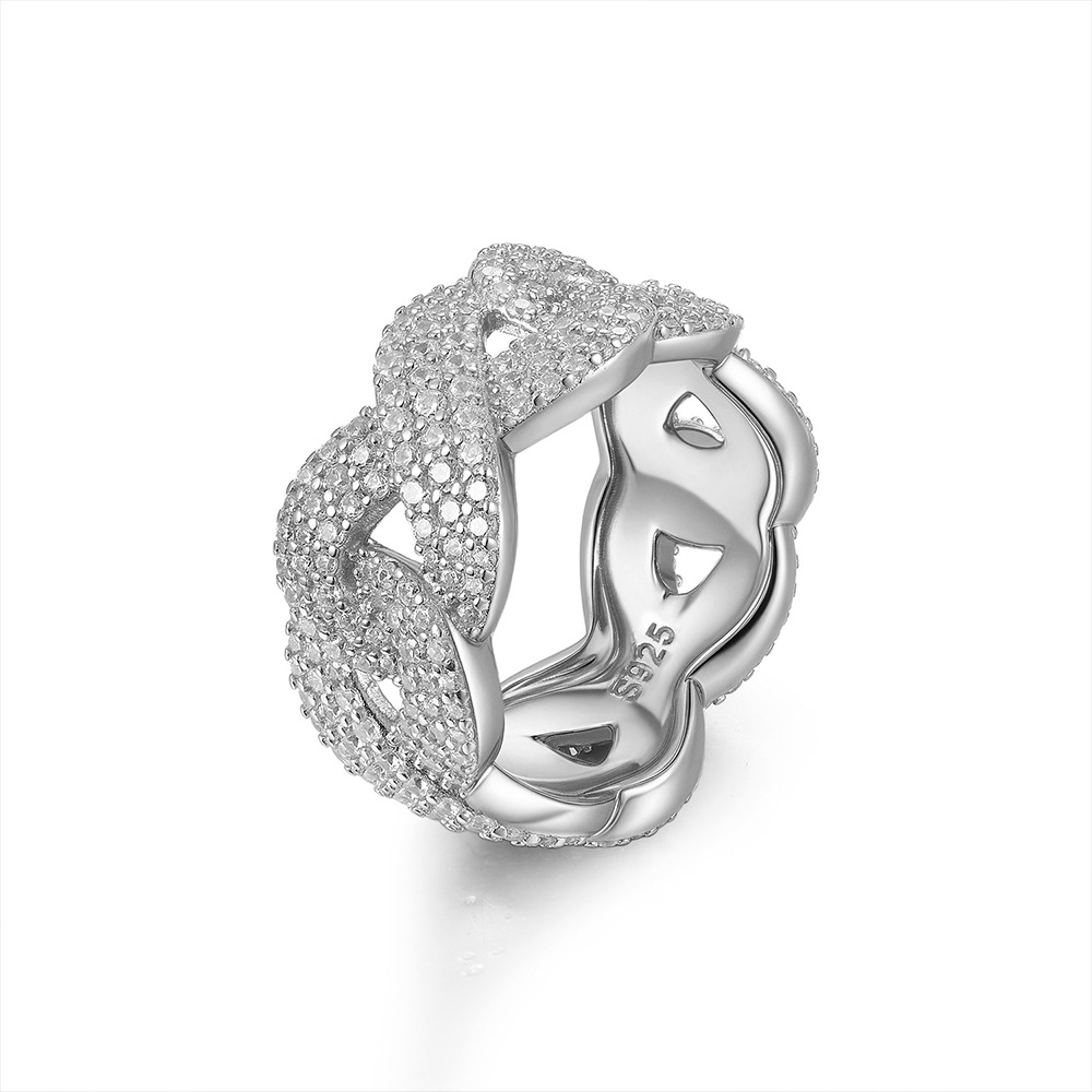 Cross-Border European and American Personalized Hip-Hop Ring 925 Inlaid with D Color Moissanite 8-Shaped Ring Design Ring Accessories Fashion Winding - Image 5