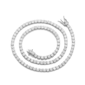In-Stock S925 Silver Moissanite Single-Row Tennis Chain Bracelet and Necklace for Men and Women, 520 Gift for Girlfriend