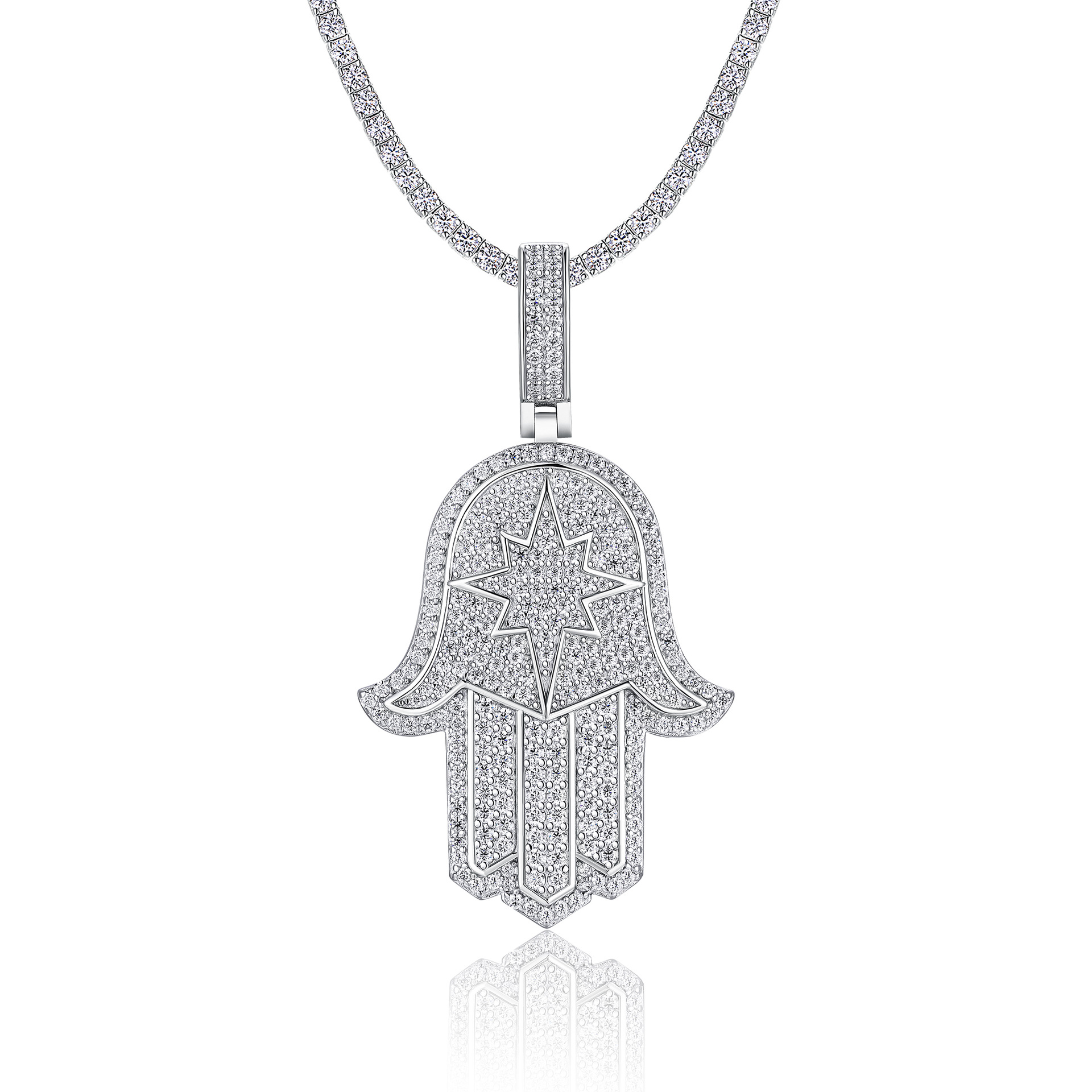 Cross-Border S925 Silver Inlaid Moissanite Pendant, Large and Bold, Can Be Worn with a Tennis Chain, Moissanite Tennis Necklace - Image 15