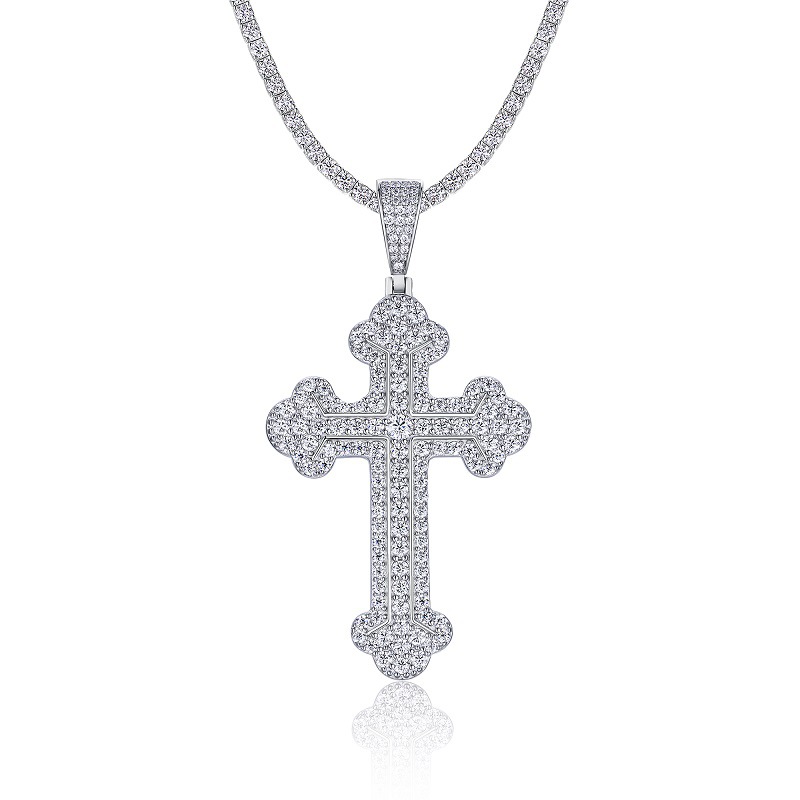 Cross-Border S925 Silver Inlaid Moissanite Pendant, Large and Bold, Can Be Worn with a Tennis Chain, Moissanite Tennis Necklace - Image 9