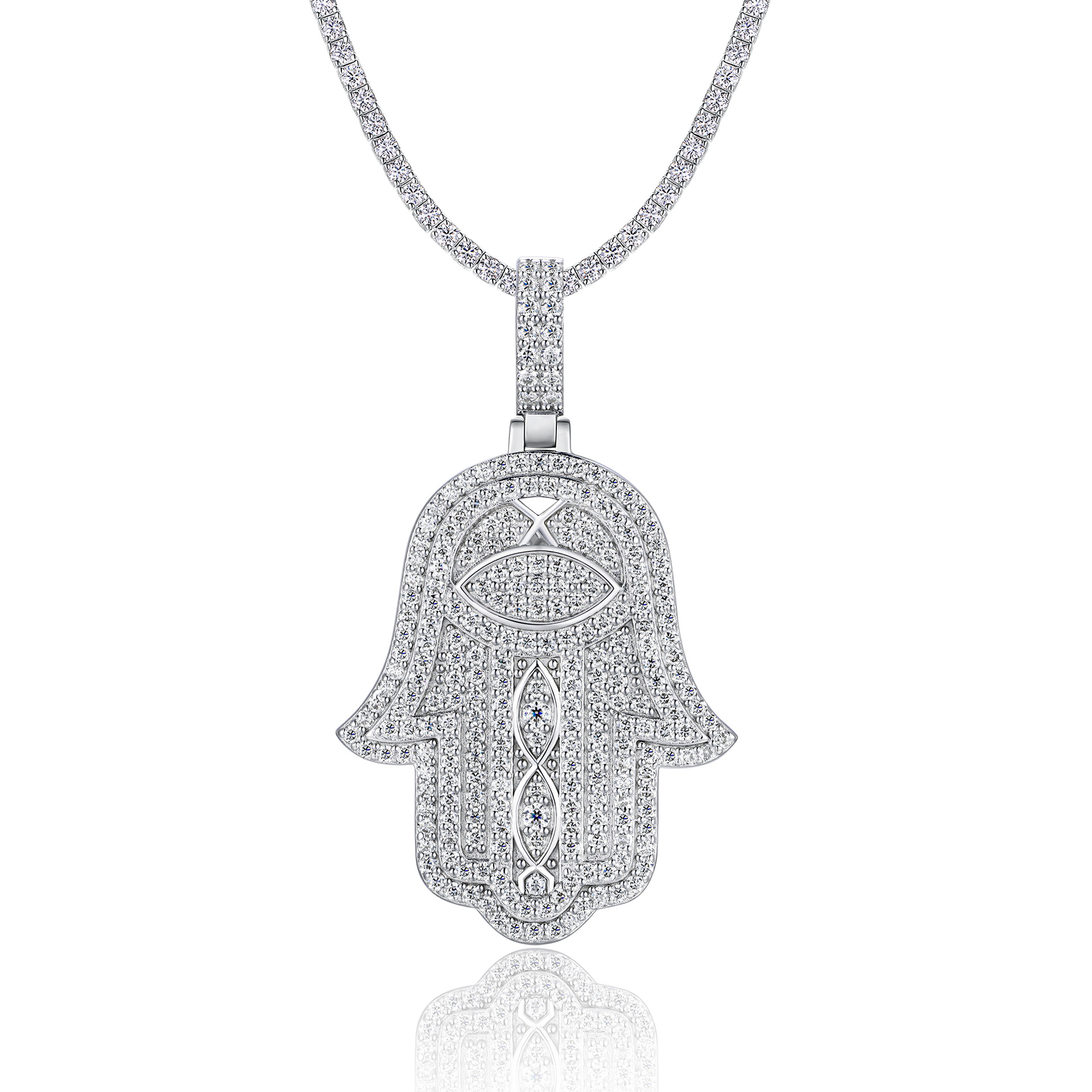 Cross-Border S925 Silver Inlaid Moissanite Pendant, Large and Bold, Can Be Worn with a Tennis Chain, Moissanite Tennis Necklace - Image 17