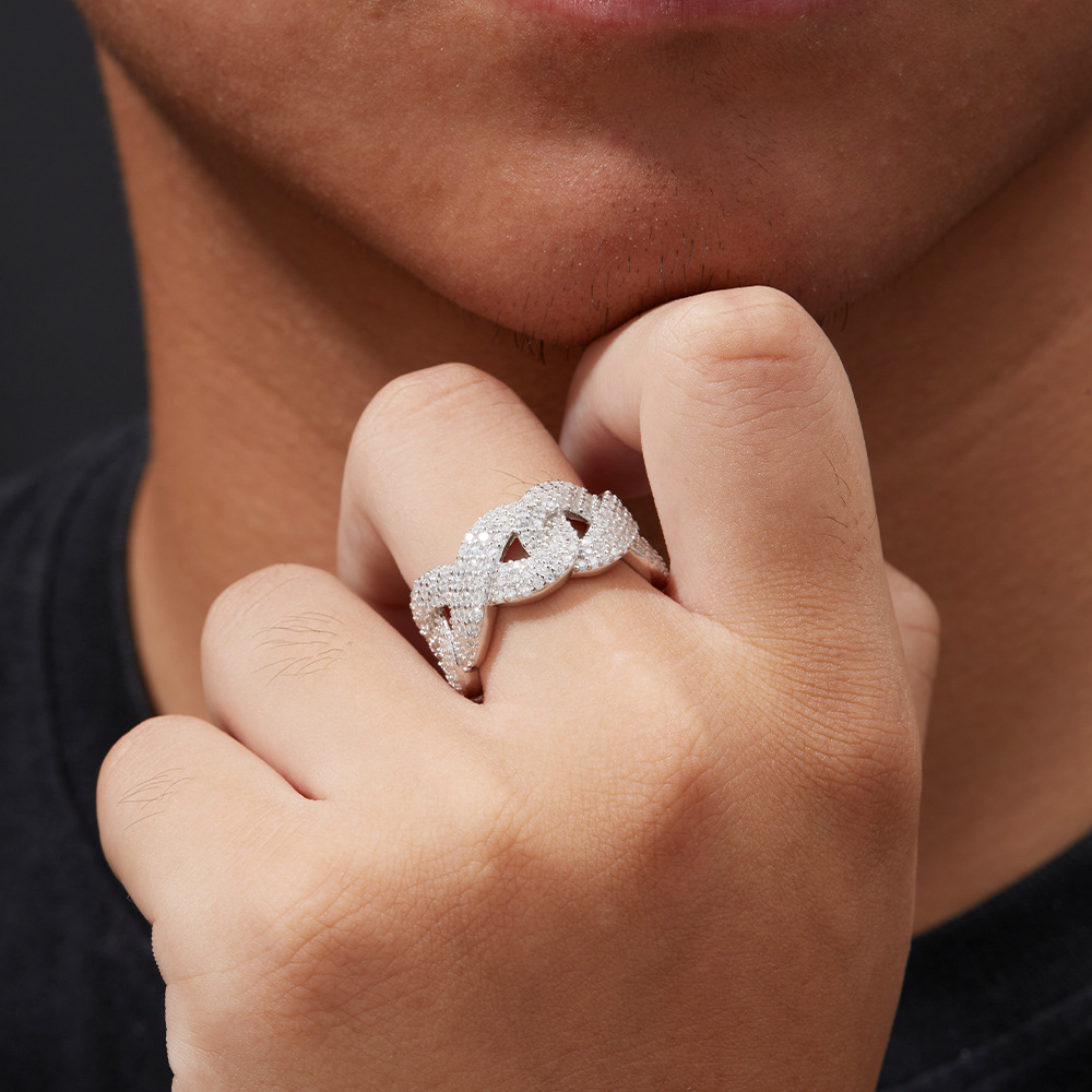 Cross-Border European and American Personalized Hip-Hop Ring 925 Inlaid with D Color Moissanite 8-Shaped Ring Design Ring Accessories Fashion Winding - Image 4