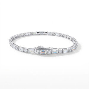 Cross-Border European and American New Style S925 Sterling Silver Irregular Combination Moissanite Bracelet, Personalized Versatile Sweet Light Luxury Tennis Bracelet