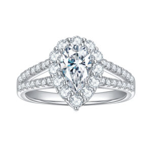 Ruizuan Jewelry Cross-Border New Women's Ring 925 Sterling Silver Exquisitely Inlaid with D Color Vvs Water Drop Cut Moissanite Ring