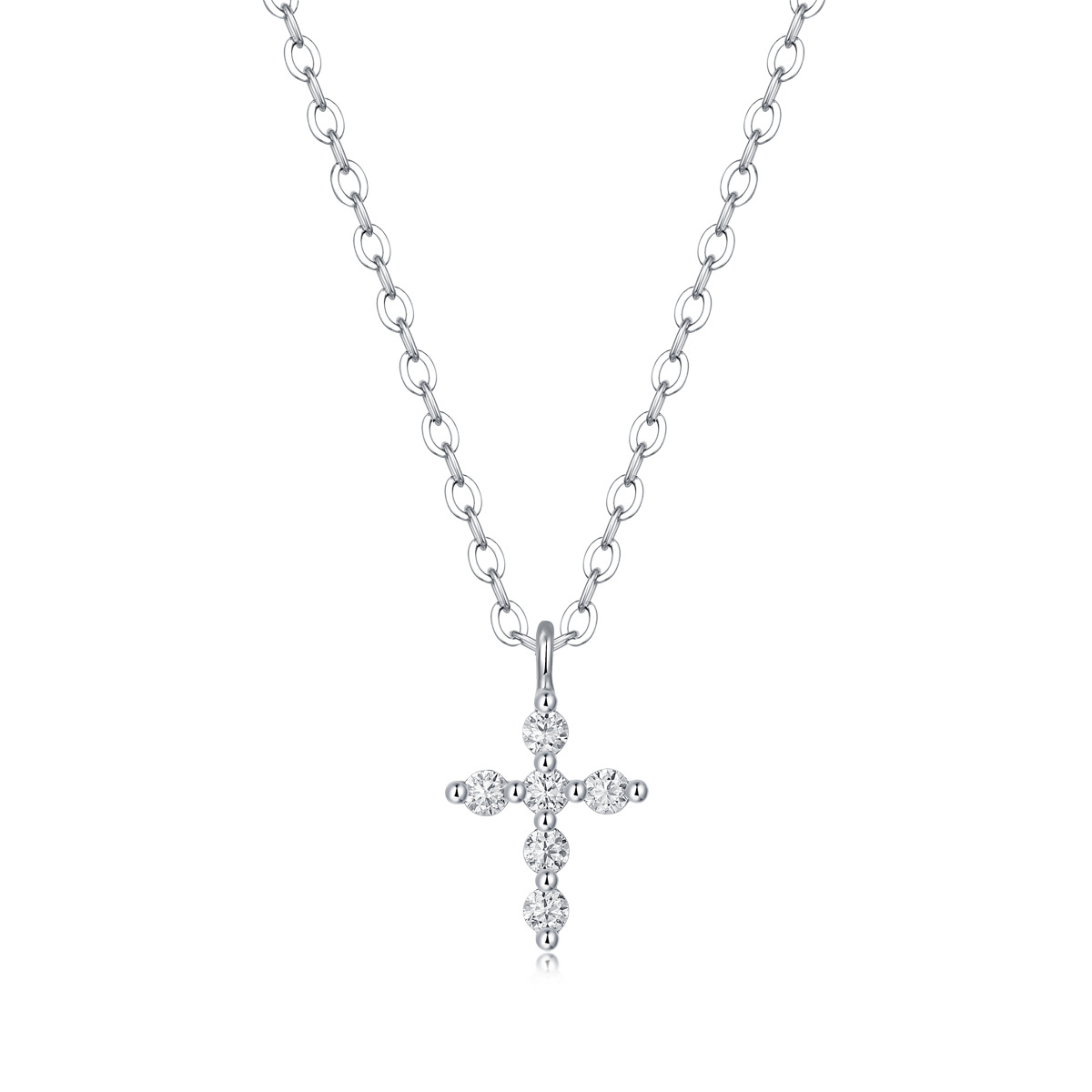 925 Silver Faith Pendant Necklace Fashionable Silver Jewelry Accessible Luxury High-End Moissanite Cross Clavicle Chain Wholesale - Image 13
