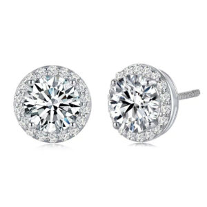 Aurora Halo D Color VVS Moissanite Stud Earrings