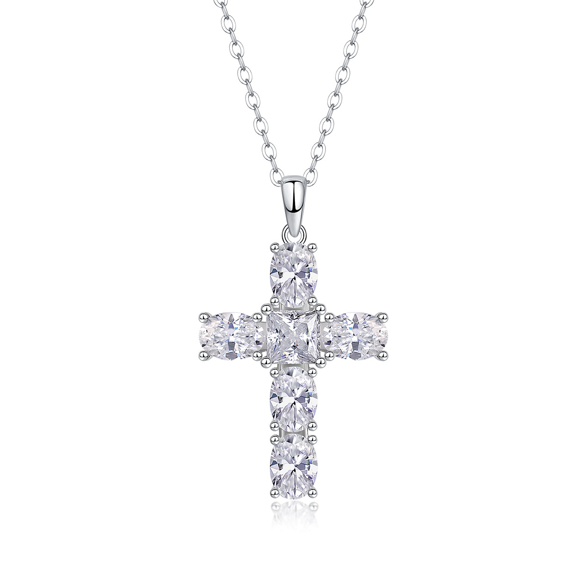 925 Silver Faith Pendant Necklace Fashionable Silver Jewelry Accessible Luxury High-End Moissanite Cross Clavicle Chain Wholesale - Image 11