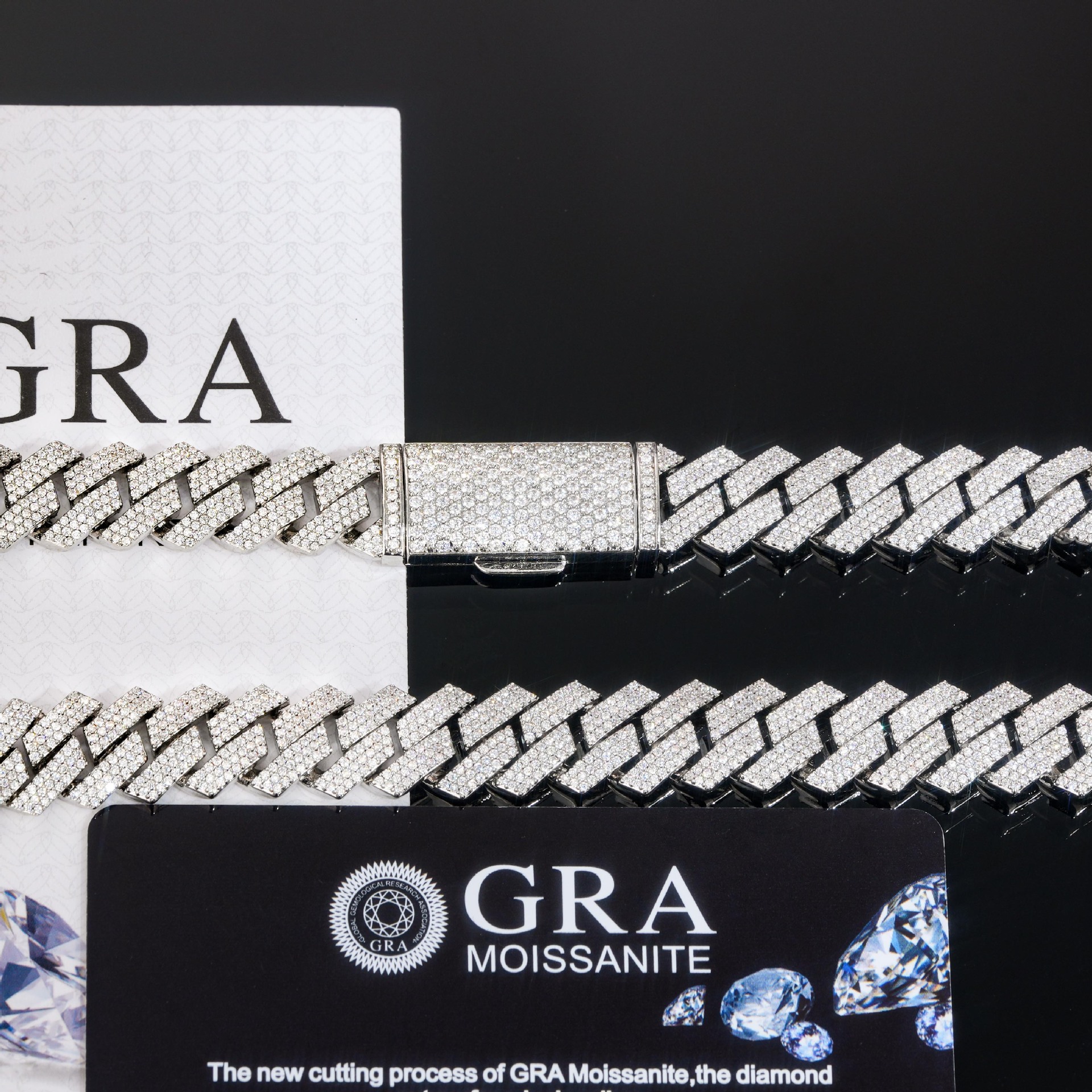 Western Hip-Hop Style 12mm Triple-Row Diamond-Cut Cuban Link Chain – Brass Inlaid with VVS-Grade Moissanite - Image 3