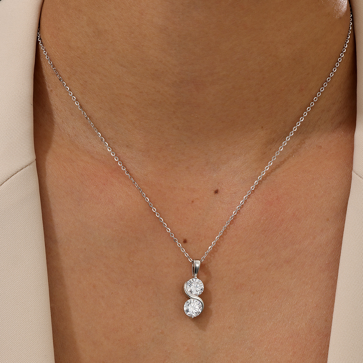 S925 Silver Moissanite S-Shaped Waist Necklace, New Cross-Border Style, Fashionable and Versatile for Commuting - Image 3