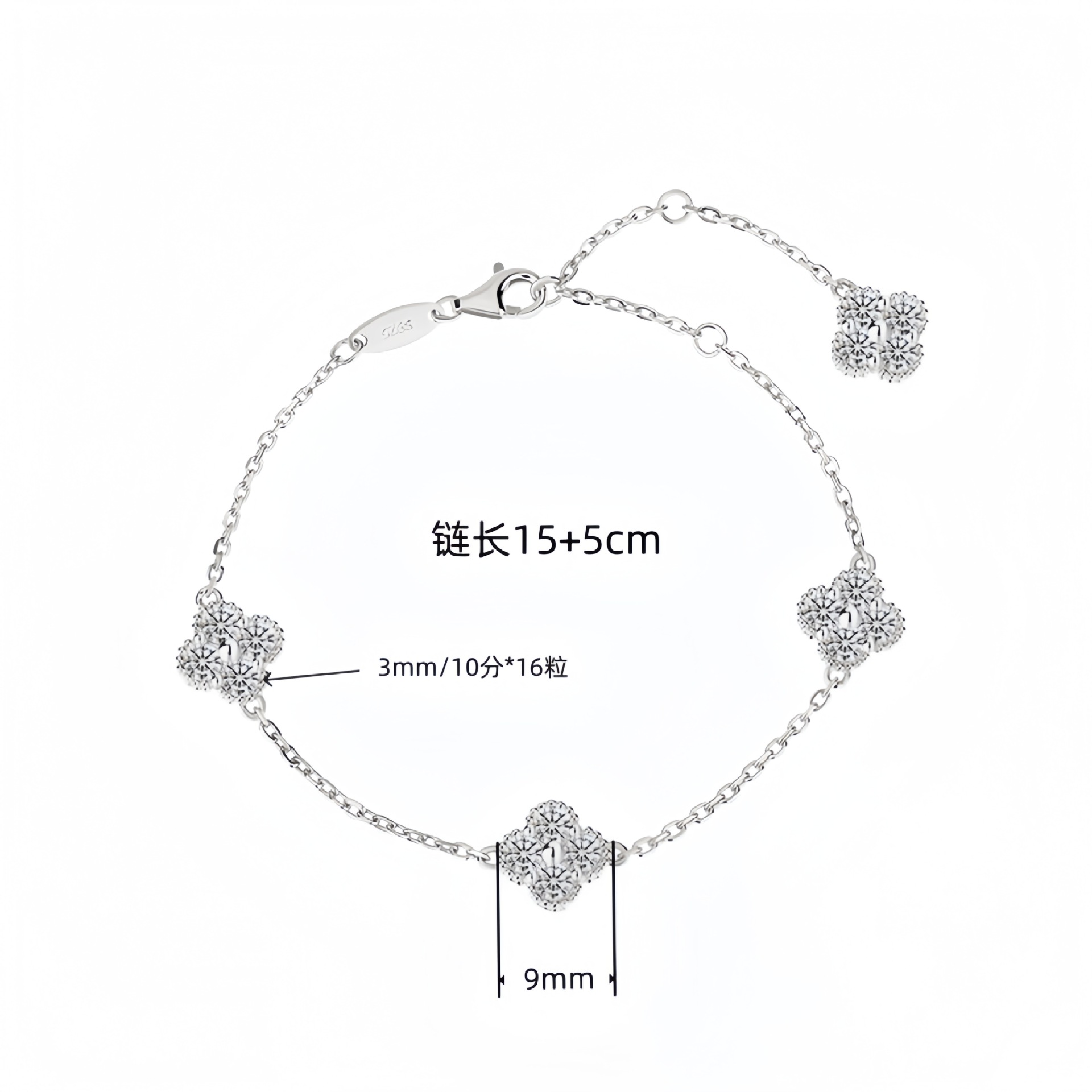 S925 Silver Mosan Diamond Bracelet Women's Diamond Light Luxury Small Elegant Gift Live Factory Wholesale Supply Cross-border - Image 9