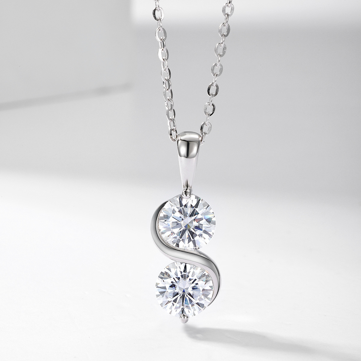 S925 Silver Moissanite S-Shaped Waist Necklace, New Cross-Border Style, Fashionable and Versatile for Commuting - Image 2