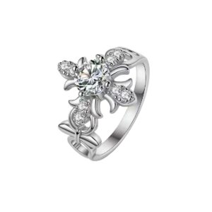 S925 Sterling Silver Moissanite Vintage Style Cross Iris Flower Ring for Women, Niche Design, Light Luxury, High-End Fashion, Index Finger Ring