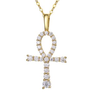 Cross-Border Sterling Silver Inlaid Moissanite Necklace Anhe Cross Pendant Unisex Personalized High-End Clavicle Chain Necklace