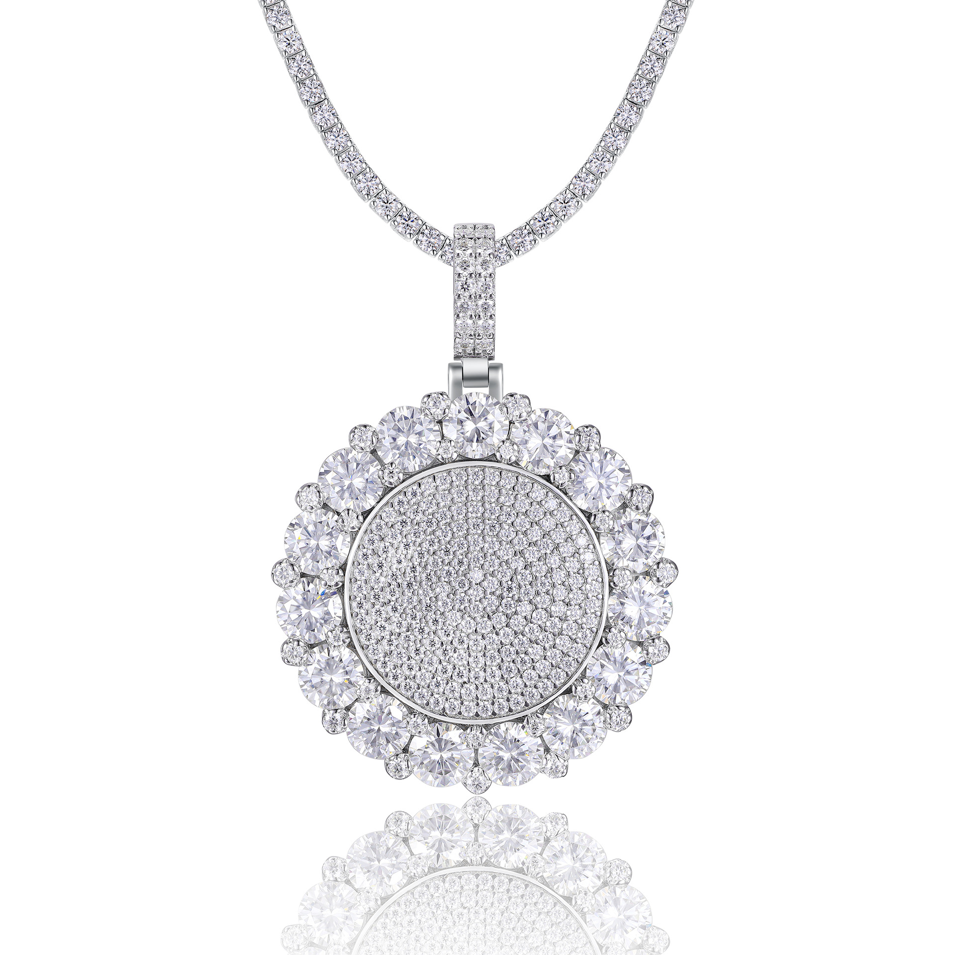 Cross-Border S925 Silver Inlaid Moissanite Pendant, Large and Bold, Can Be Worn with a Tennis Chain, Moissanite Tennis Necklace - Image 18