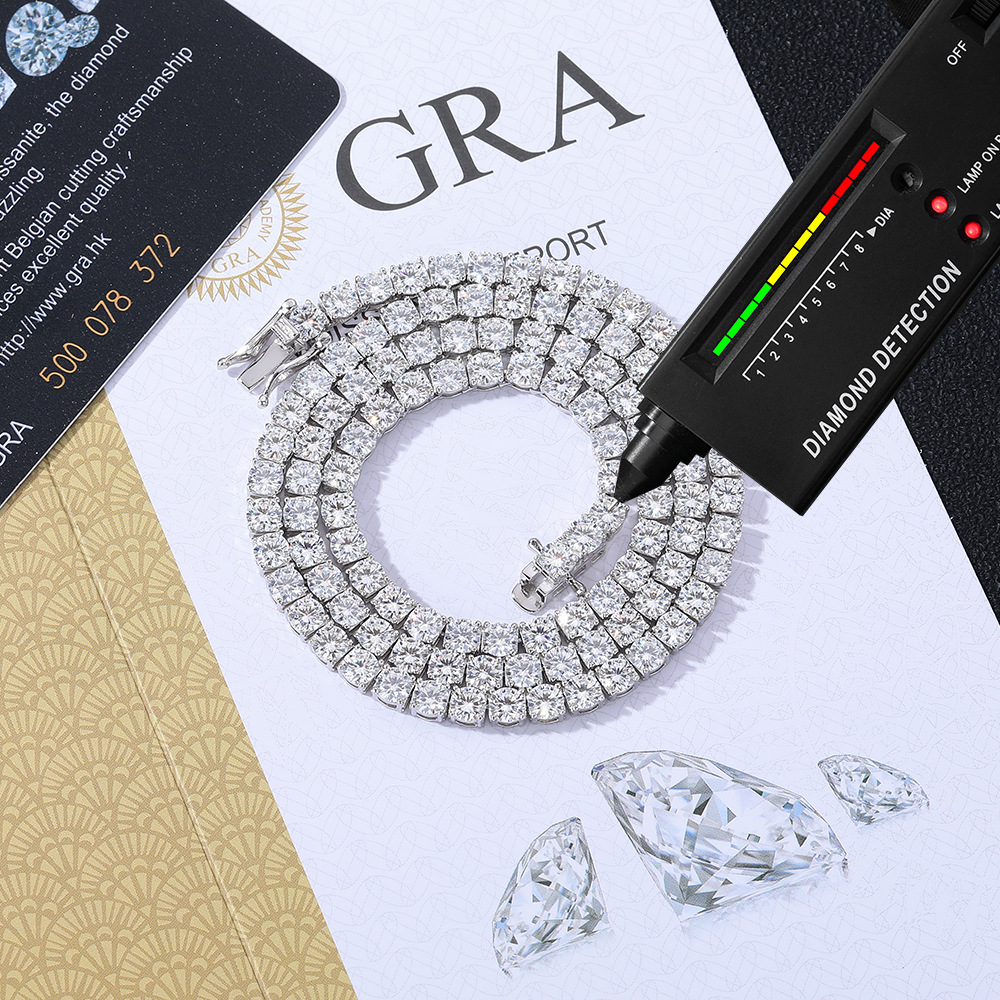 In-Stock S925 Silver Moissanite Single-Row Tennis Chain Bracelet and Necklace for Men and Women, 520 Gift for Girlfriend - Image 3