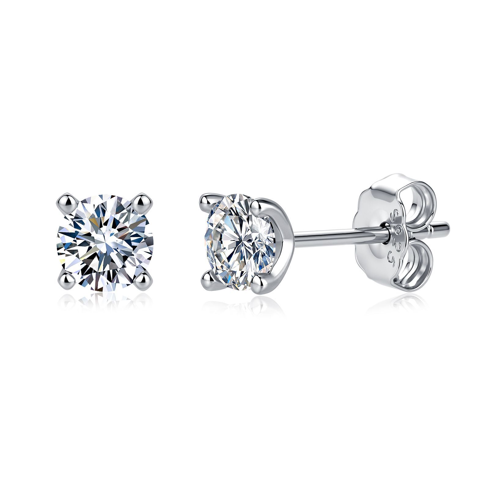 S925 Sterling Silver Six-Prong Moissanite Earrings, High-End, Classic, Simple, Versatile Women's Earrings, Wholesale in Stock - Image 4