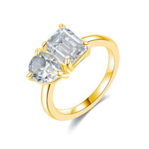 S925 Silver Cross-Border Irregular-Shaped Moissanite Diamond Women's 3Ct E-Commerce Hot-Selling Ring, Small Sugar Cube Design, Fast Cross-Border Delivery