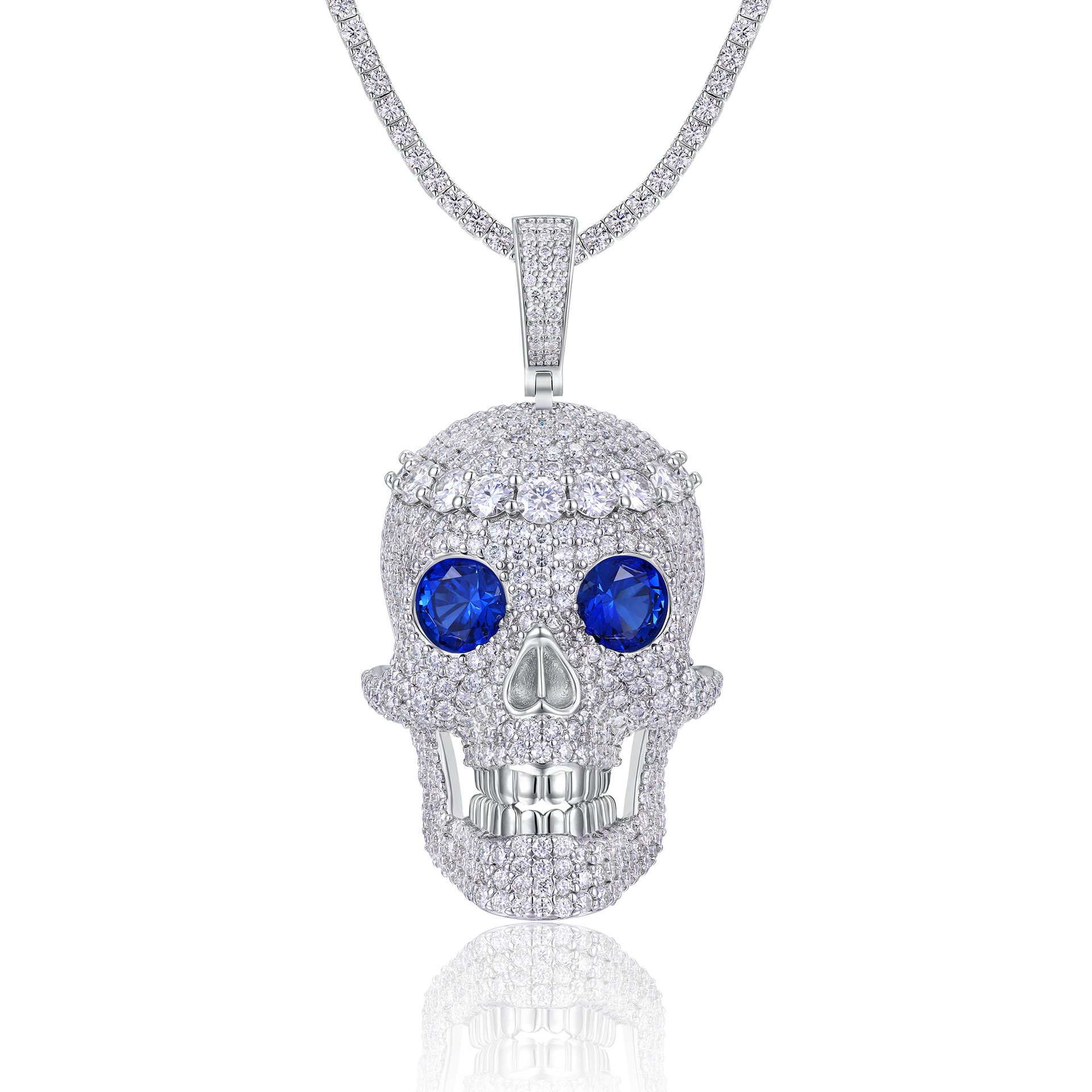 Cross-Border S925 Silver Inlaid Moissanite Pendant, Large and Bold, Can Be Worn with a Tennis Chain, Moissanite Tennis Necklace - Image 5