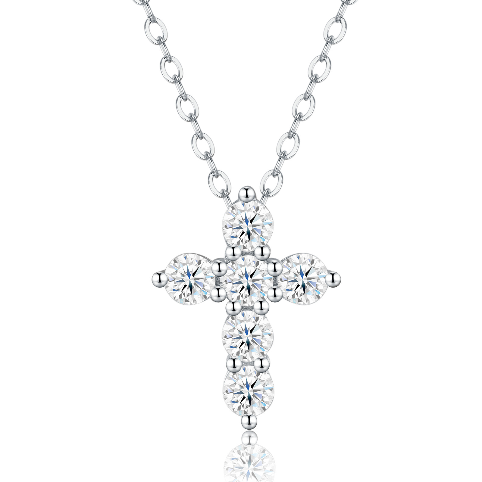 925 Silver Faith Pendant Necklace Fashionable Silver Jewelry Accessible Luxury High-End Moissanite Cross Clavicle Chain Wholesale - Image 10