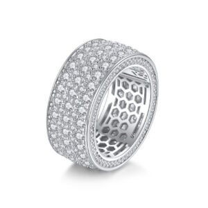 S925 Silver European and American Cross-border Explosions Full Mosan Men's Ring Fashion Flash Hollow Ring Hip Hop Trend Factory Outlet