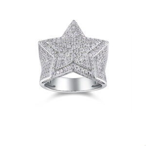 Ai Cross-Border Fashion Trend Star Three-Dimensional Moissanite Ring S925 Sterling Silver Hip-Hop Men's Manufacturer Wholesale Jewelry