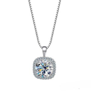 Yinbei S925 Sterling Silver Small Sugar Cube Pendant Necklace Women's Accessible Luxury Design Clavicle Chain Fashion High-End Neck Chain Cross-Border