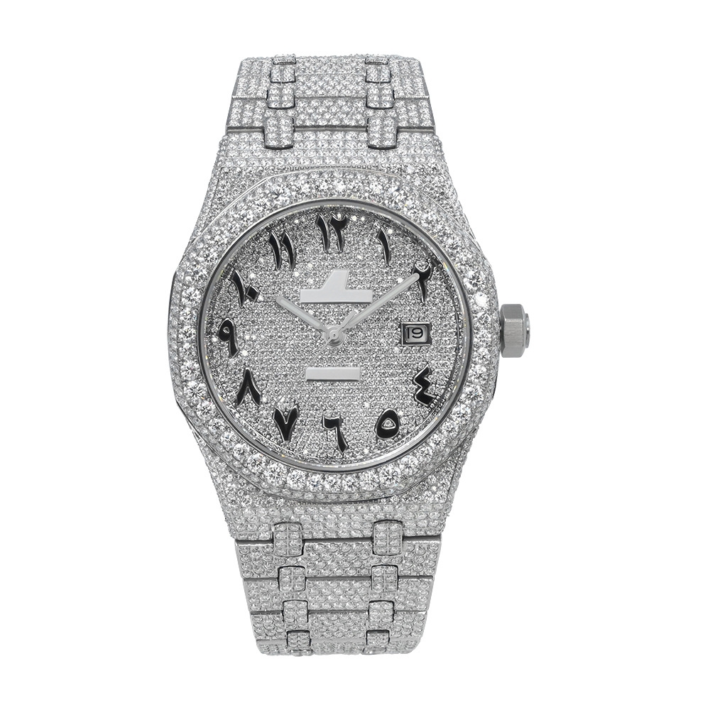 Watch fully set with VVS-grade moissanite