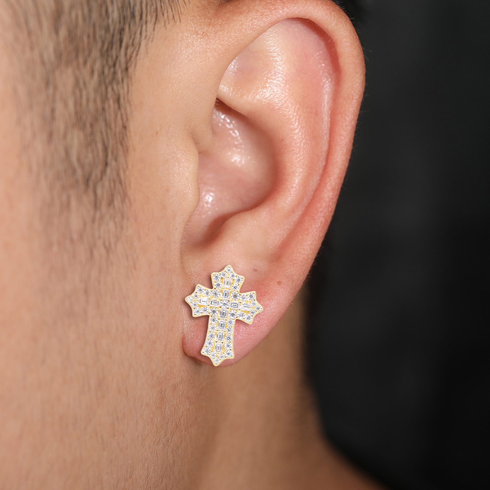 S925 Sterling Silver Moissanite Cross Stud Earrings – Minimalist, Trendy, and Stylish Hip-Hop Accessories - Image 7