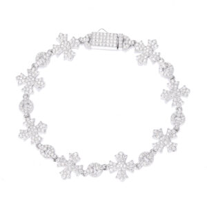 European and American Cross-Border 925 Silver Inlaid Moissanite Simple Hip-Hop Bracelet Trendy Versatile Cross Bracelet Jewelry for Women