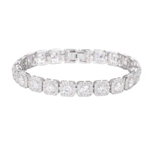 Cross-Border European and American Hip-Hop Bracelet 925 Silver Moissanite Square Diamond Trendy Personalized Fashion Bracelet Jewelry for Men and Women Wholesale