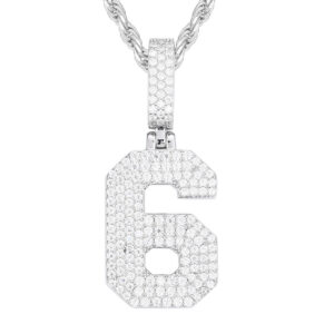 European and American Cross-Border S925 Silver Inlaid Moissanite Pendant Solid Number Pendant Trendy Hip-Hop Accessories for Men and Women in Stock