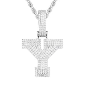 Europe and the United States new S925 silver inlaid moissanite pendant solid 26 letters pendant trend hip hop accessories spot
