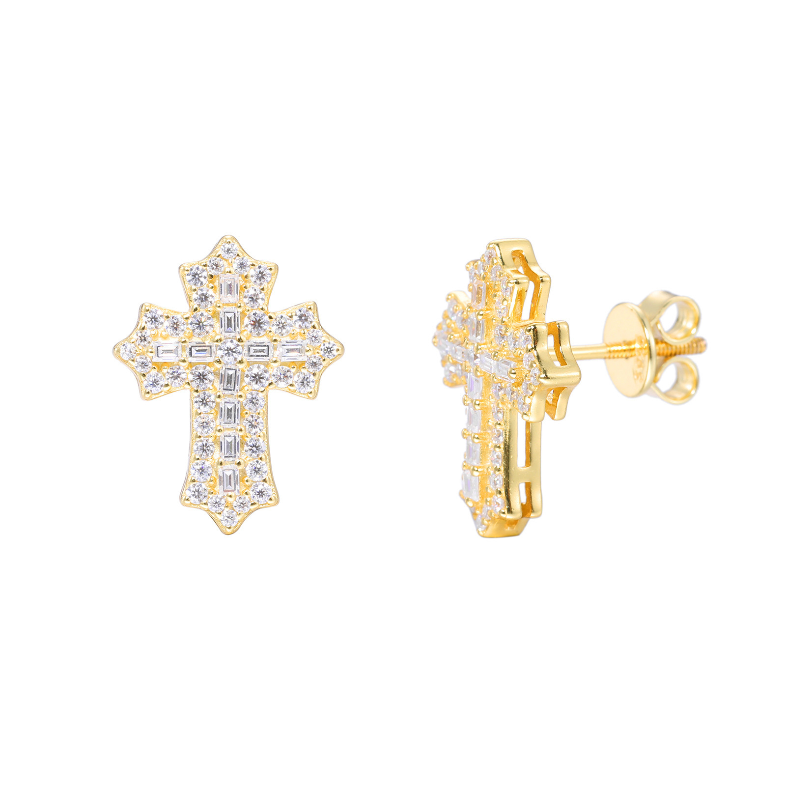 S925 Sterling Silver Moissanite Cross Stud Earrings – Minimalist, Trendy, and Stylish Hip-Hop Accessories - Image 2